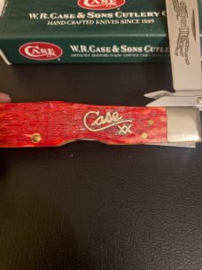 2004 Case XX USA 6111 1/2L SS Red Bone Handle Cheetah Silver Script With Single Blade NIB