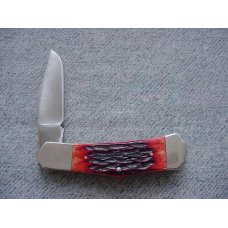 Vintage Chuck Garlitz, Happy Jack U.S.A. Handmade, Etched, Redbone Handles Slipjoint Folder