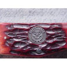 Vintage Chuck Garlitz, Happy Jack U.S.A. Handmade, Etched, Redbone Handles Slipjoint Folder