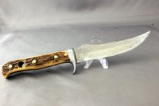 PUMA SKINNING KNIFE, Stag Handles, 97674 Made in 1976, Etch is Faint, Leather Sheath, Free Shipping