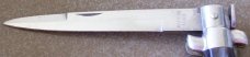 Vintage lockback MADE IN ITALY manual STILETTO KNIFE w/ cream brown & black HORN handle scales Vintage lockback MADE IN ITALY manual STILETTO KNIFE w/ cream brown & black HORN handle scales