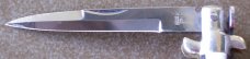 Vintage lockback MADE IN ITALY manual STILETTO KNIFE w/ cream brown & black HORN handle scales Vintage lockback MADE IN ITALY manual STILETTO KNIFE w/ cream brown & black HORN handle scales