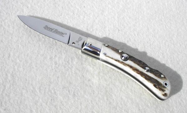 NEW OLD STOCK CLASSIC GENUINE STAG ITALIAN AKC AUTO SPEED HUNTER NICKEL SILVER BOLSTERS