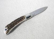 NEW OLD STOCK CLASSIC GENUINE STAG ITALIAN AKC AUTO SPEED HUNTER NICKEL SILVER BOLSTERS