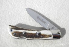 NEW OLD STOCK CLASSIC GENUINE STAG ITALIAN AKC AUTO SPEED HUNTER NICKEL SILVER BOLSTERS