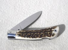 NEW OLD STOCK CLASSIC GENUINE STAG ITALIAN AKC AUTO SPEED HUNTER NICKEL SILVER BOLSTERS