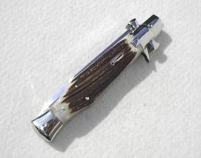 NEW AGA CAMPOILN ( BLACK WIDOW ) 11" STAG 5MM BLADE MANIAGO ITALY - W/BOX & LEATHER POUCH