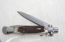 NEW AGA CAMPOILN ( BLACK WIDOW ) 11" STAG 5MM BLADE MANIAGO ITALY - W/BOX & LEATHER POUCH
