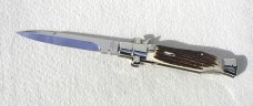 NEW AGA CAMPOILN ( BLACK WIDOW ) 11" STAG 5MM BLADE MANIAGO ITALY - W/BOX & LEATHER POUCH