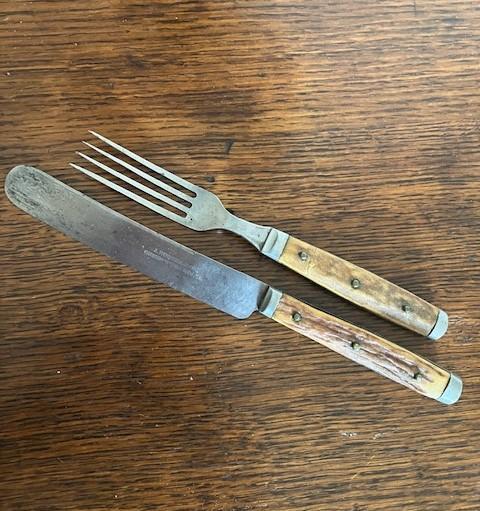 BONE & PEWTER HANDLES CIVIL WAR ERA J. RUSSELL