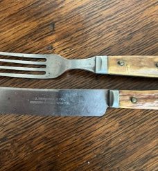 BONE & PEWTER HANDLES CIVIL WAR ERA J. RUSSELL