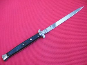 Vintage Unique 13" Italian MOLLETTA Stiletto Checkered Switchblade Knife.