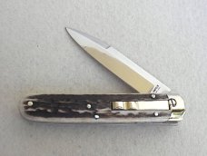 NEW AGA CAMPOLIN 8" GENUINE STAG AUTOMATIC BARON CAMPOLIN, ITALY W/BOX & LEATHER POUCH