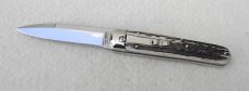NEW AGA CAMPOLIN 8" GENUINE STAG AUTOMATIC BARON CAMPOLIN, ITALY W/BOX & LEATHER POUCH