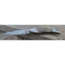 Damascus Figural Fish File Work 1 Blade Bone Handle 5" Closed Thick And heavy Non Locking Blade Damascus Figural Fish File Work 1 Blade Bone Handle 5" Closed Thick And heavy Non Locking Blade
