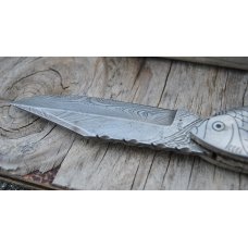 Damascus Figural Fish File Work 1 Blade Bone Handle 5" Closed Thick And heavy Non Locking Blade Damascus Figural Fish File Work 1 Blade Bone Handle 5" Closed Thick And heavy Non Locking Blade