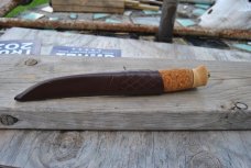 Puukko Norway Cork And Wood Brusletto Stainless Wood And Cork Handle Old Knife Mint Leather Sheath Puukko Norway Cork And Wood Brusletto Stainless Wood And Cork Handle Old Knife Mint Leather Sheath