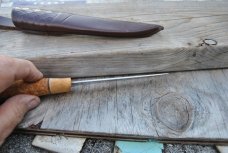 Puukko Norway Cork And Wood Brusletto Stainless Wood And Cork Handle Old Knife Mint Leather Sheath Puukko Norway Cork And Wood Brusletto Stainless Wood And Cork Handle Old Knife Mint Leather Sheath