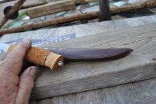 Puukko Norway Cork And Wood Brusletto Stainless Wood And Cork Handle Old Knife Mint Leather Sheath Puukko Norway Cork And Wood Brusletto Stainless Wood And Cork Handle Old Knife Mint Leather Sheath