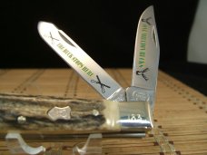 BUCK CREEK "ONE MILLION BUCKS" GENUINE HEAVY STAG HORN GERMANY STAINLESS MINT TRAPPER POCKET KNIFE