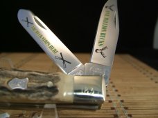 BUCK CREEK "ONE MILLION BUCKS" GENUINE HEAVY STAG HORN GERMANY STAINLESS MINT TRAPPER POCKET KNIFE