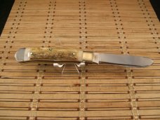 BUCK CREEK "ONE MILLION BUCKS" GENUINE HEAVY STAG HORN GERMANY STAINLESS MINT TRAPPER POCKET KNIFE