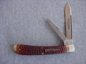 Vintage REMINGTON BULLET, R1273 Large, 2 Blade, "Banana" Trapper Pattern, Etched and Mint-in-the Box