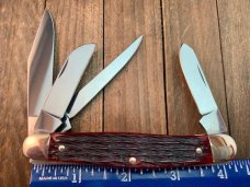 Henckels by Boker 4 Blade Stockman Deep Red Rope Jigged Bone Stainless Blades Henckels by Boker 4 Blade Stockman Deep Red Rope Jigged Bone Stainless Blades