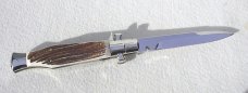 NEW AGA CAMPOILN ( BLACK WIDOW ) 11" STAG 5MM BLADE MANIAGO ITALY - W/BOX & LEATHER POUCH