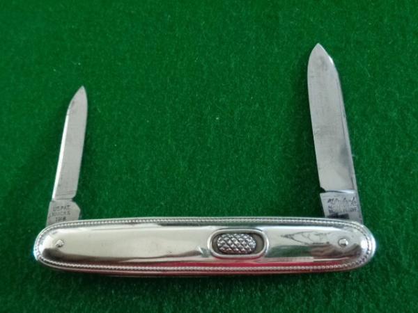 c. 1910's-20's Vintage Fly-Lock Knife Co. B'Port, Conn 3-3/8" DOUBLE Blade NICKEL Silver