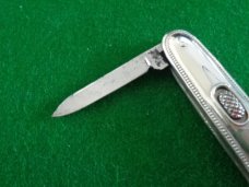 c. 1910's-20's Vintage Fly-Lock Knife Co. B'Port, Conn 3-3/8" DOUBLE Blade NICKEL Silver