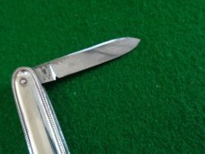 c. 1910's-20's Vintage Fly-Lock Knife Co. B'Port, Conn 3-3/8" DOUBLE Blade NICKEL Silver