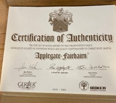 Applegate-Fairbairn 1997 Gerber & Boker Knife Set w/COA Limited Ed. 0029 of 3000