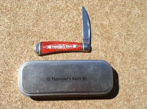 Case XX Sway Back Gent knife w/ President's Knife etched in the handle