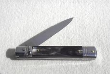 NOS AKC 8" CLASSIC SLIM LEVER LOCK SWEDGE BLADE, GENUINE DARK HORN - MANIAGO ITALY