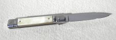 NOS AKC 8" CLASSIC SLIM LEVER LOCK SWEDGE BLADE, GENUINE BRAZILIAN WHITE HORN - MANIAGO ITALY