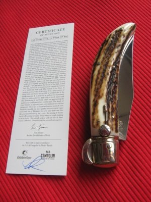 High quality Italian Unique Mechanism LEPRE Stag Switchblade Knife - Limited 2015 MANIAGO ITALY