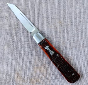 Pepe Jalomo Swayback Native..Jigged Amber Bone..Cpm154..4" closed..New from maker..pouch and coa 