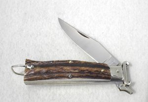  ANTIQUE LEPRE BEAUTIFUL GENUINE STAG FOLDING KNIFE NICKEL SILVER SHELL PULLERS 