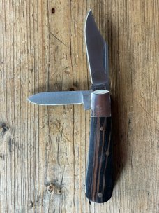 A Wright & Son Traditional 2-Blade Barlow knife with Ebony scales and Clip/Pen Blades