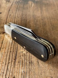 A Wright & Son Traditional 2-Blade Barlow knife with Ebony scales and Clip/Pen Blades