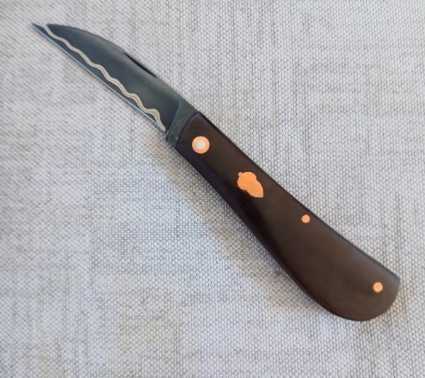 Jeff Pearce 1.2.3 Red Westinghouse Micarta Swayback...San Mai..3 7/8" closed...coa and Maker's pouch Jeff Pearce 1.2.3 Red Westinghouse Micarta Swayback...San Mai..3 7/8" closed...coa and Maker's pouch