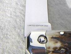NEW AGA CAMPOLIN 8" GENUINE STAG AUTOMATIC BARON CAMPOLIN, ITALY W/BOX & LEATHER POUCH