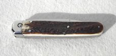 NEW AGA CAMPOLIN 8" GENUINE STAG AUTOMATIC BARON CAMPOLIN, ITALY W/BOX & LEATHER POUCH
