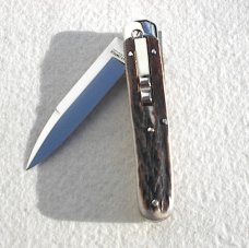 NEW AGA CAMPOLIN 8" GENUINE STAG AUTOMATIC BARON CAMPOLIN, ITALY W/BOX & LEATHER POUCH