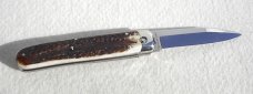 NEW AGA CAMPOLIN 8" GENUINE STAG AUTOMATIC BARON CAMPOLIN, ITALY W/BOX & LEATHER POUCH