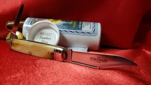 Great Eastern Cutlery 68 Sambar Stag New/Mint in Tube with Button and Brown Waxed Paper. Beautiful!