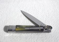 NOS AKC 8" CLASSIC SLIM LEVER LOCK SWEDGE BLADE, GENUINE BRAZILIAN HORN - MANIAGO ITALY