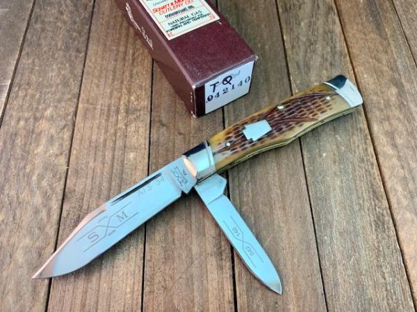 Schatt and Morgan Gunstock Jack From the 9th Ann Antique Green Worm Groove Bone ATS-34 Main Blade Schatt and Morgan Gunstock Jack From the 9th Ann Antique Green Worm Groove Bone ATS-34 Main Blade