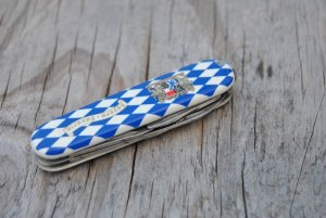 Victorinox Swiss Army Knife Spartan  Blue White Bavaria 91mm Mint Never Honed 11 Functions